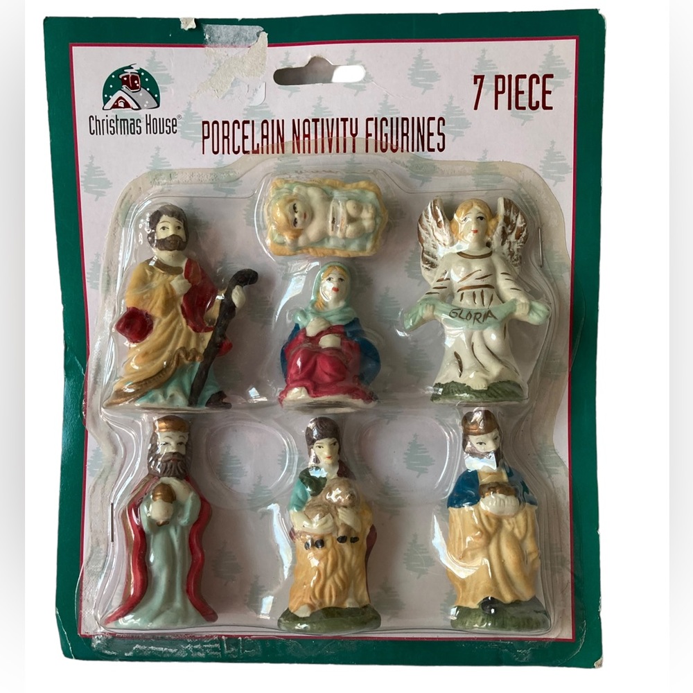 Christmas House Porcelain Nativity Figurines 7 Pieces Complete Small